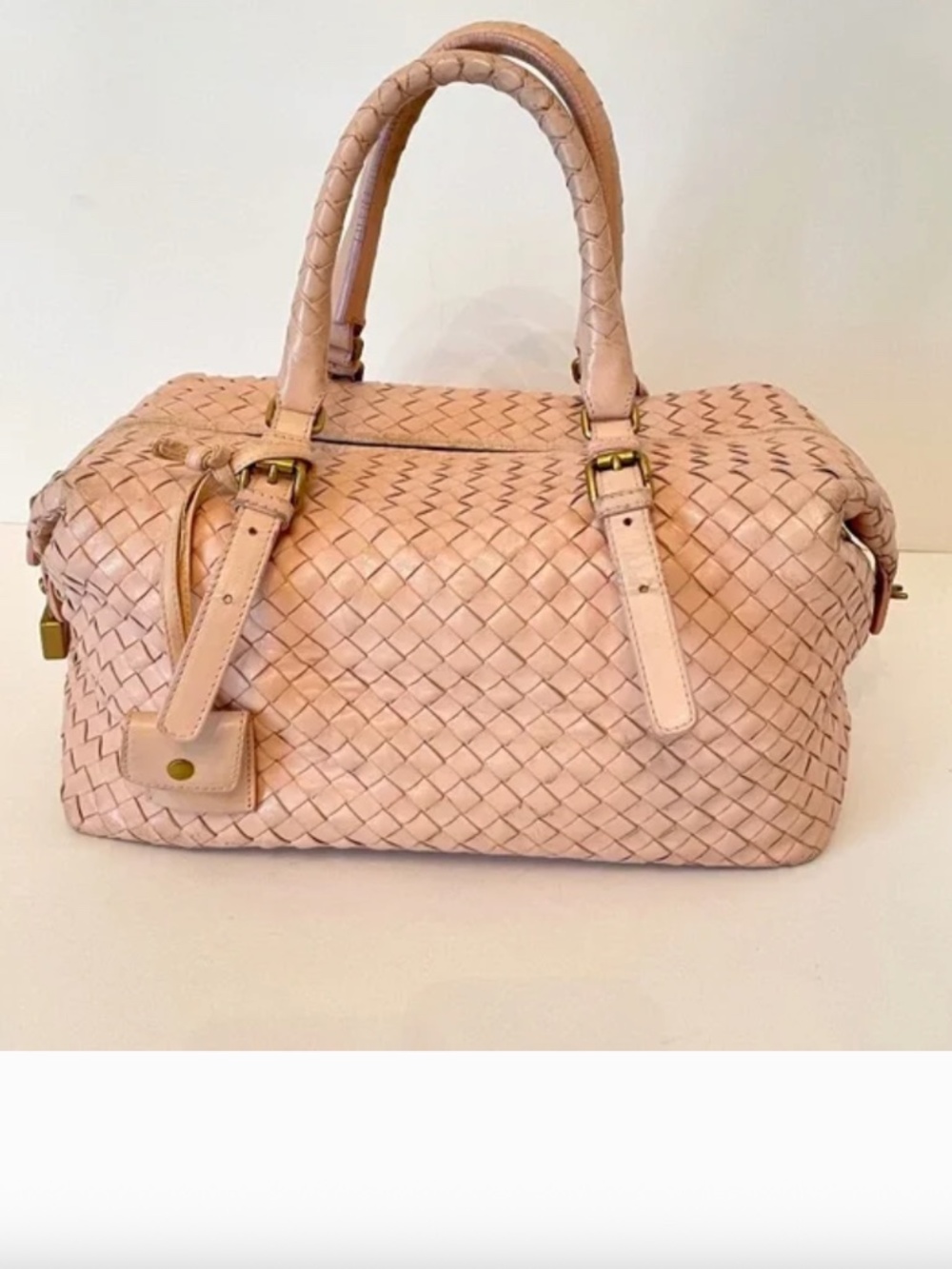 Bottega Veneta Intrecciato Nappa Montaigne Boston Satchel Pink